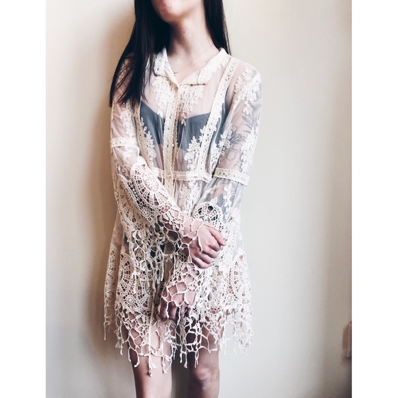 Anthropologie Tops - 🔥SALE🔥 Anthropologie Boho Sheer Lace Crochet Tunic